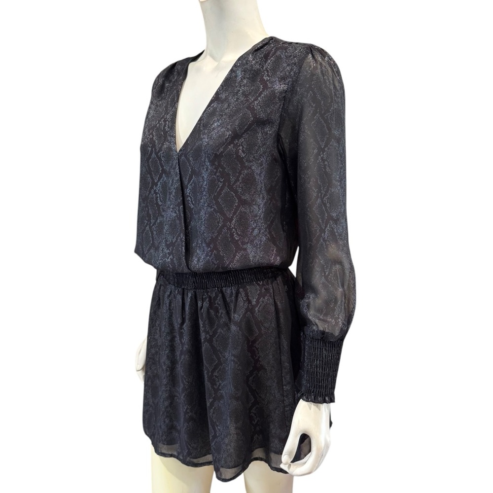 Veronica M. Metallic Python Print Blouson Mini Dr… - image 3